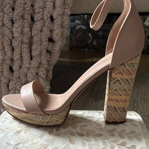 Madden Girl Blush/Tan Woven-Platform Ankle Strap Sandal